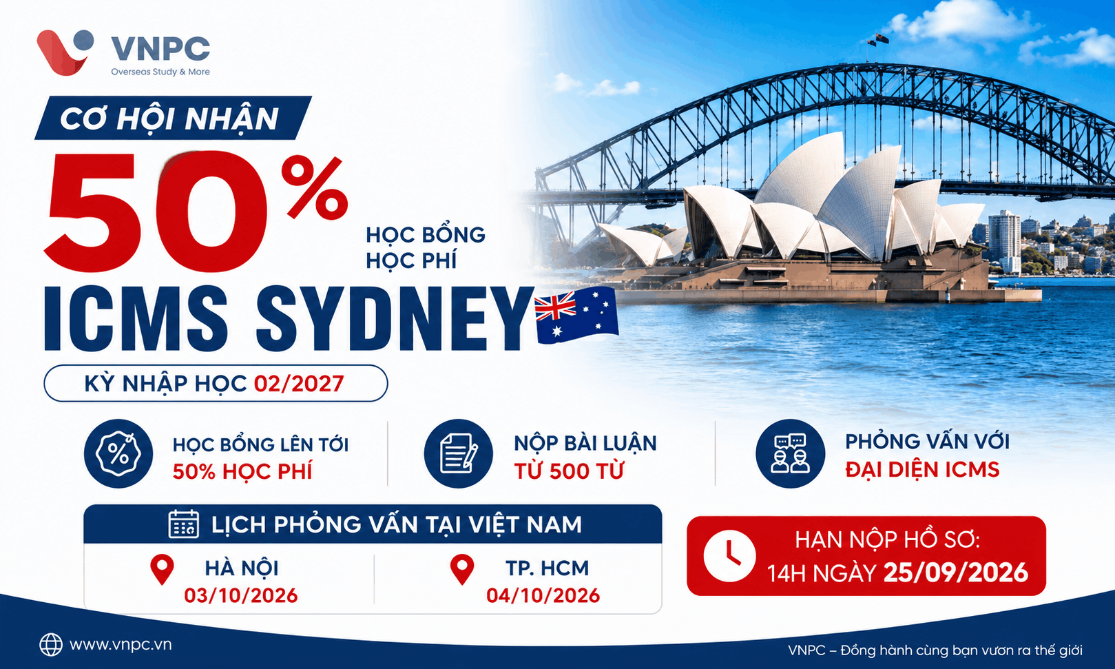 Cơ hội phỏng vấn học bổng 50% ICMS 2027 dành cho học sinh Việt Nam